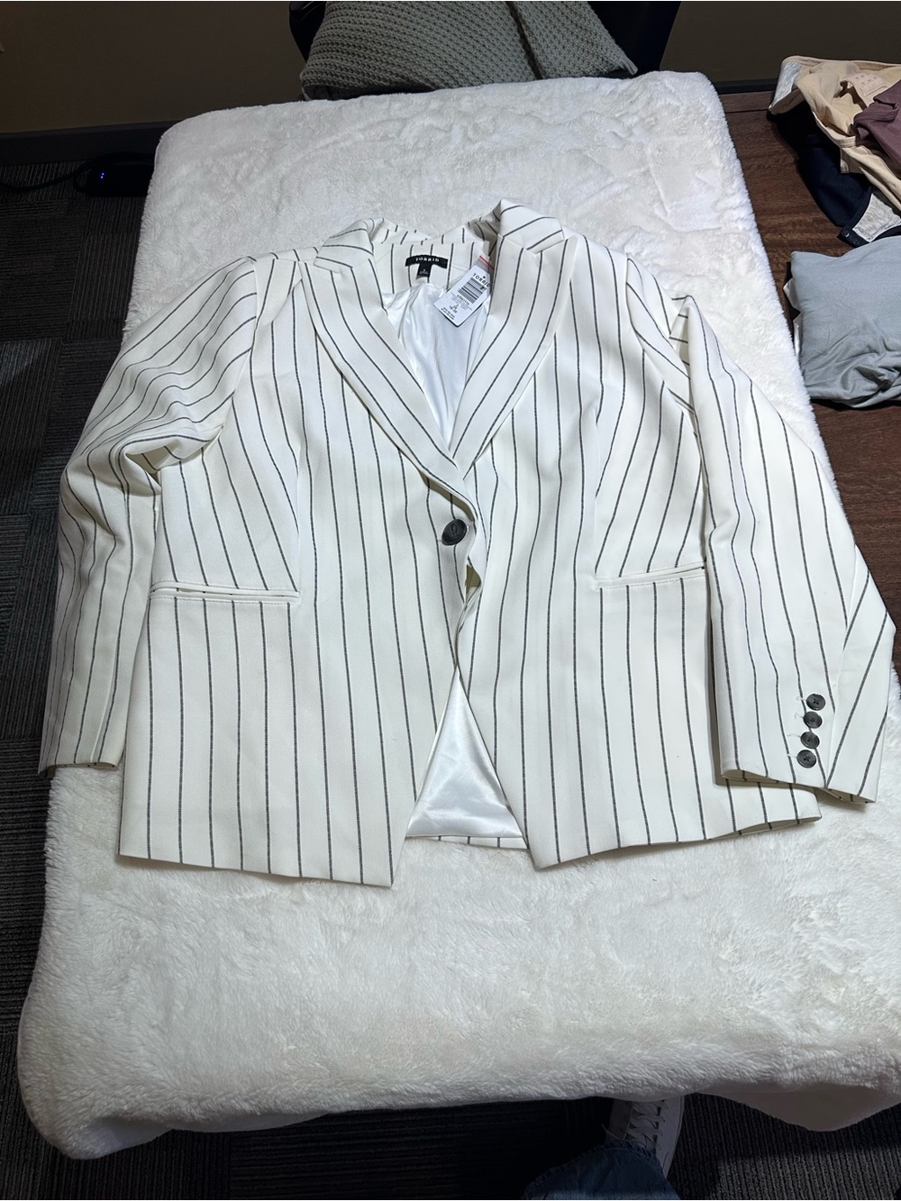Women’s White Pinstripe Blazer - Classic Tailored Fit